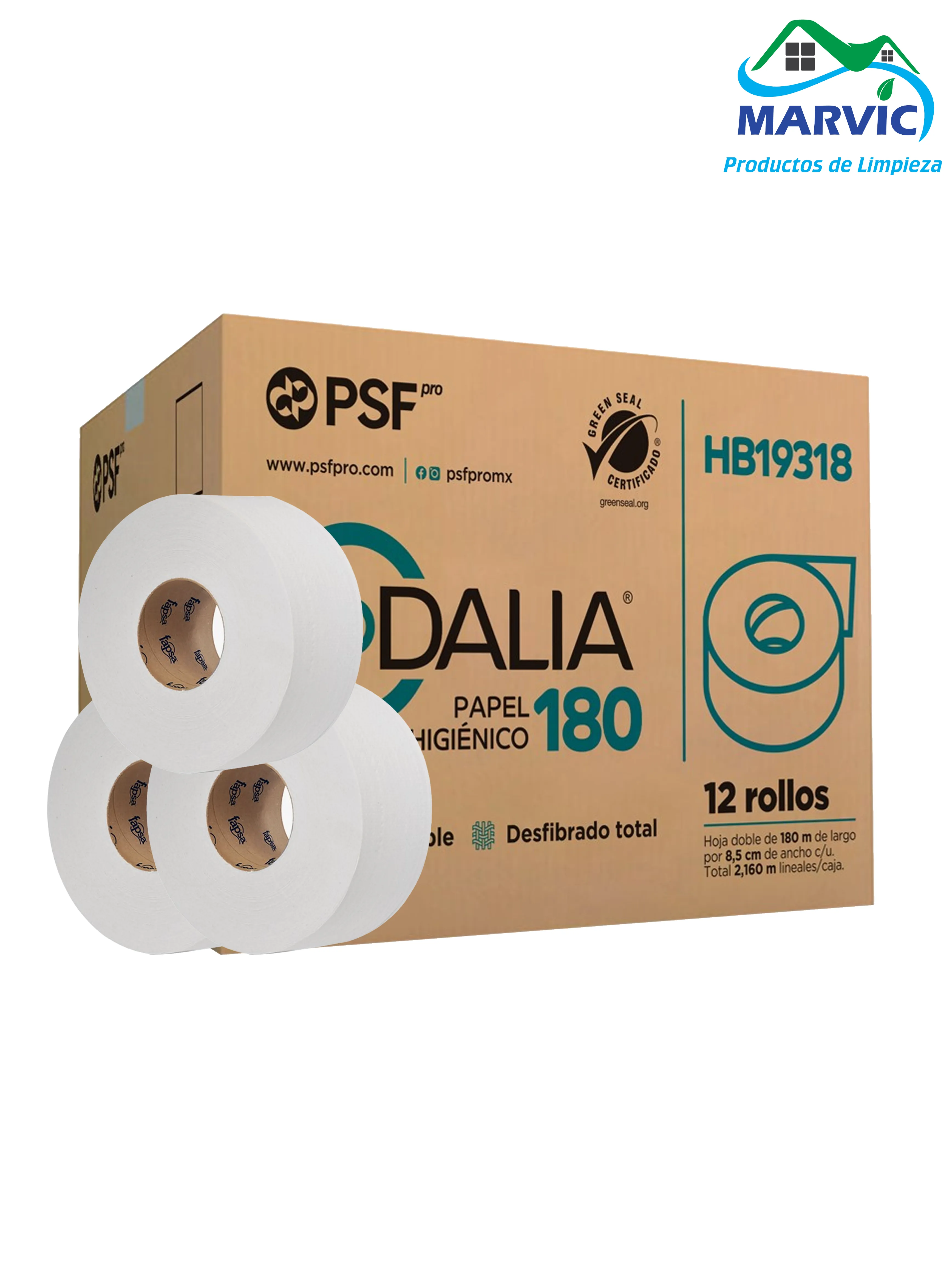 Marvic - Caja Papel Higiénico Dalia HD180 c/12pz