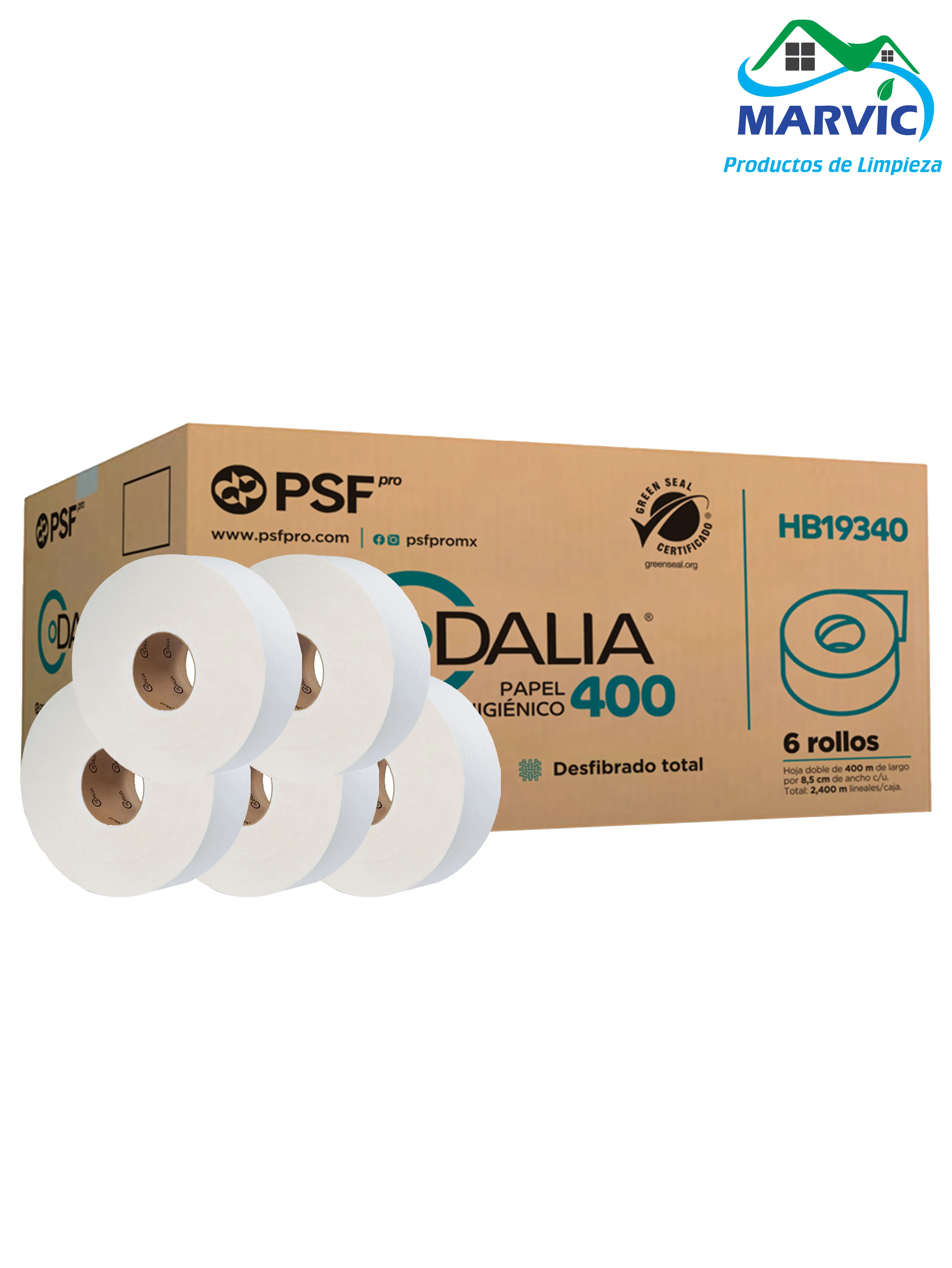 Marvic - Caja Papel Higiénico Dalia HD400 c/6pz