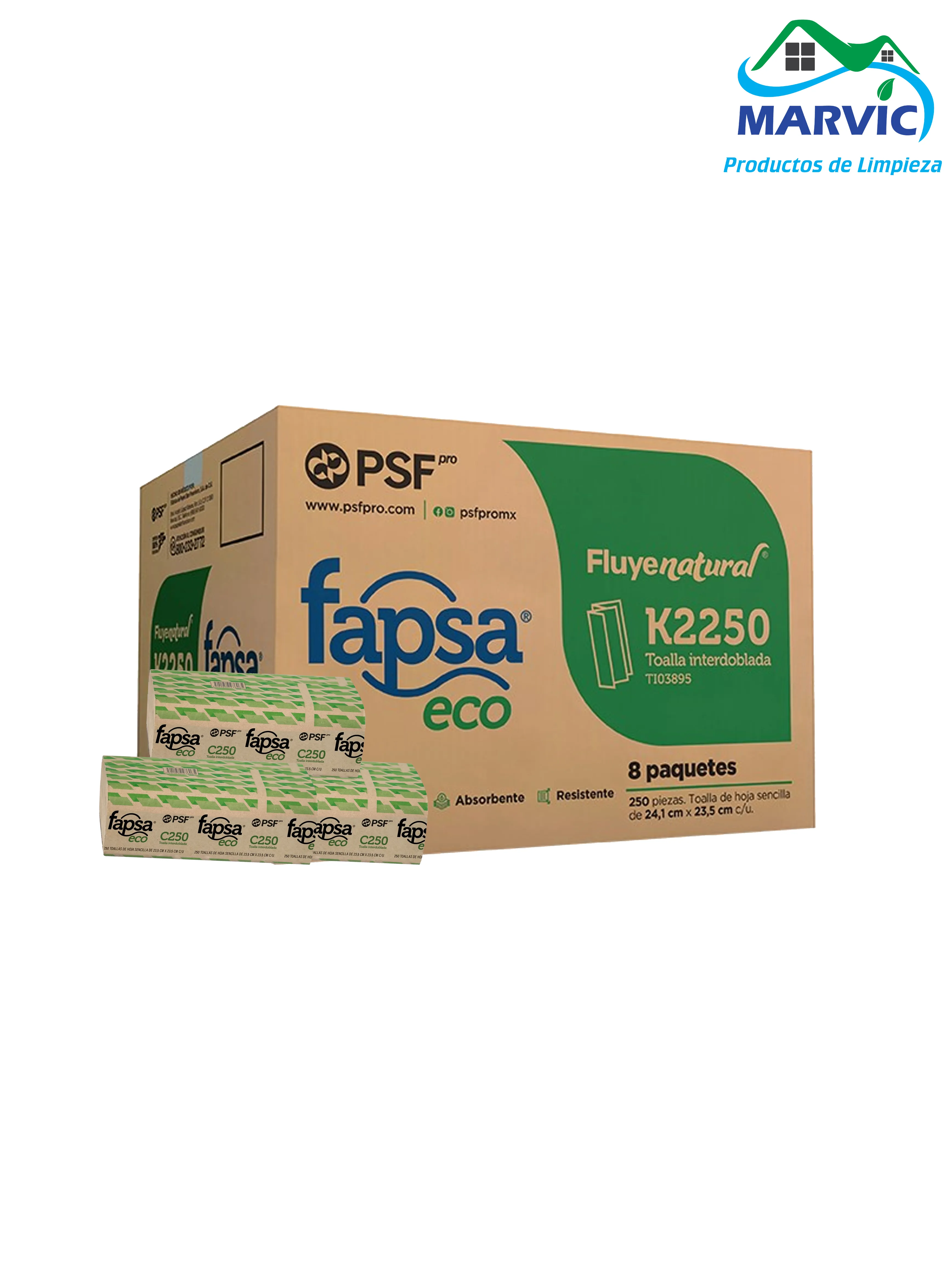 Marvic - Caja Toalla Interdoblada Eco Fapsa K2250 c/8pz